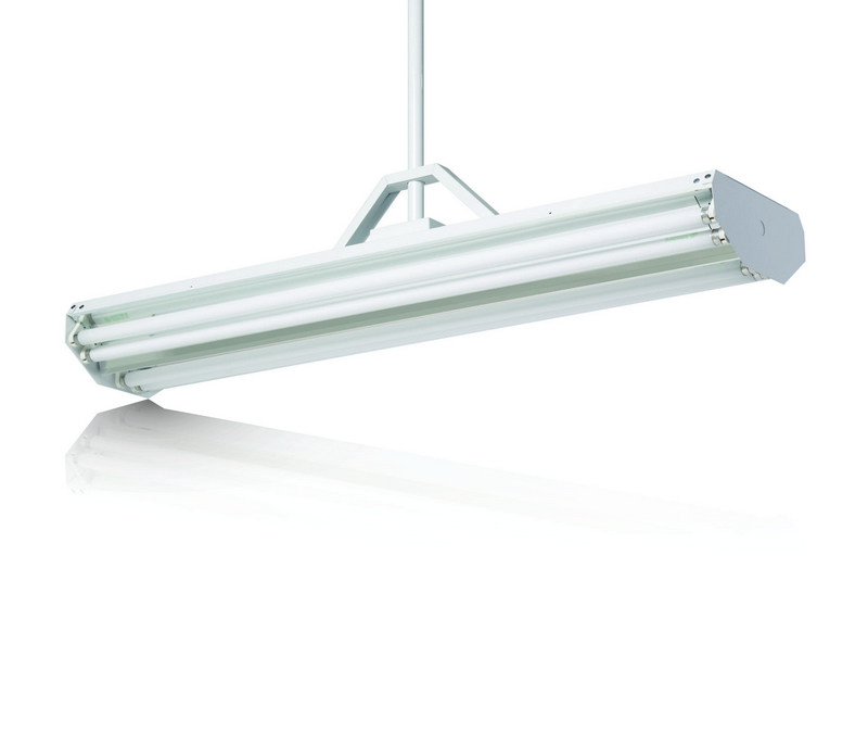 General area light distribution fluorescent High-Bay with up-light available in 3 lamps T5 or T8.